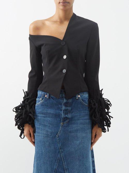 A.w.a.k.e. Mode - Asymmetric Crepe Jacket - Womens - Black