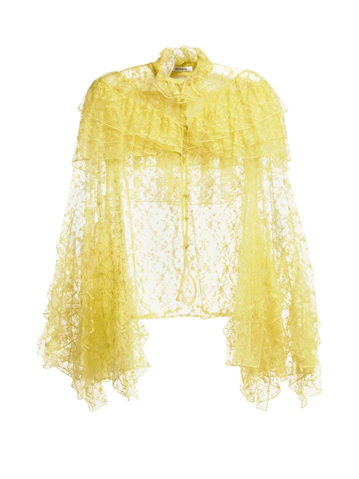 Rodarte Ruffle-trimmed High-neck Floral-lace Blouse