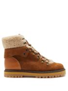 See By Chlo - Eileen Shearling-lined Suede Ankle Boots - Womens - Tan