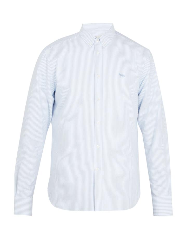 Maison Kitsuné Logo-embroidered Striped Cotton Shirt