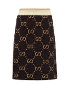 Matchesfashion.com Gucci - Gg Jacquard Wool Blend Mini Skirt - Womens - Black Multi