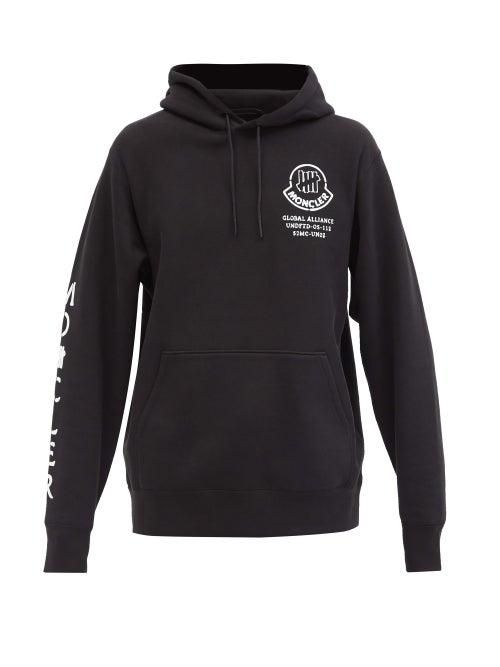 Matchesfashion.com 2 Moncler 1952 - Logo-print Cotton-jersey Hooded Sweatshirt - Mens - Black