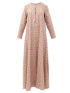Matchesfashion.com Dodo Bar Or - Nili Floral-appliqu Cotton Maxi Tunic Dress - Womens - Light Brown