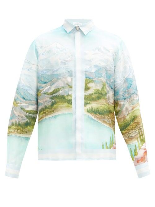 Matchesfashion.com Casablanca - Dalmatian A La Montagne-print Silk-twill Shirt - Mens - Blue