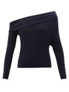 Altuzarra - Swann Asymmetric Merino Wool-blend Sweater - Womens - Dark Blue