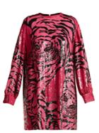 Valentino Tiger Sequin-embellished Silk-chiffon Mini Dress