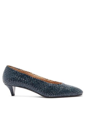 Ladies Shoes The Row - Lady D Woven-leather Pumps - Womens - Navy