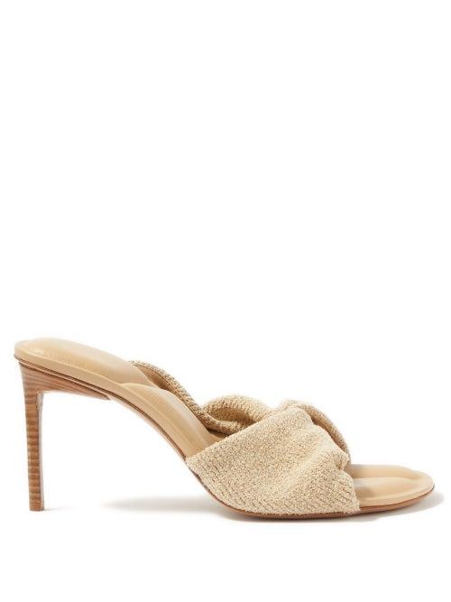 Jacquemus - Bagnu Twisted-strap Terry And Leather Mules - Womens - Beige