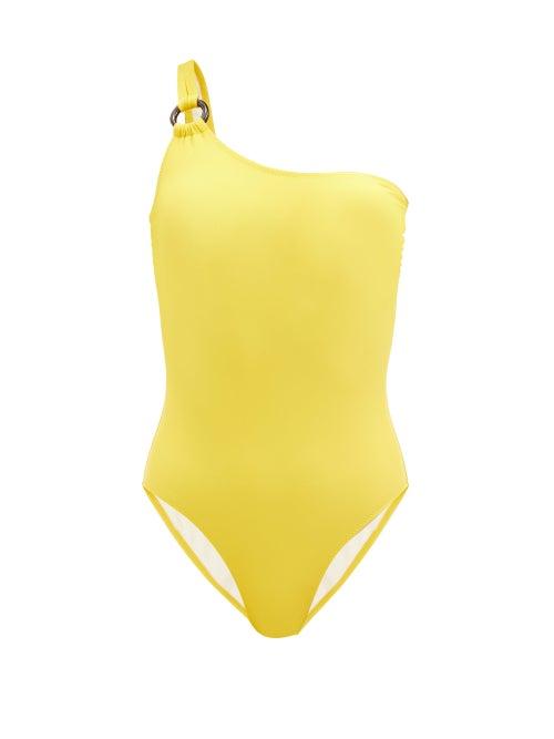 Matchesfashion.com Solid & Striped - The Juliana One-shoulder Swimsuit - Womens - Dark Yellow
