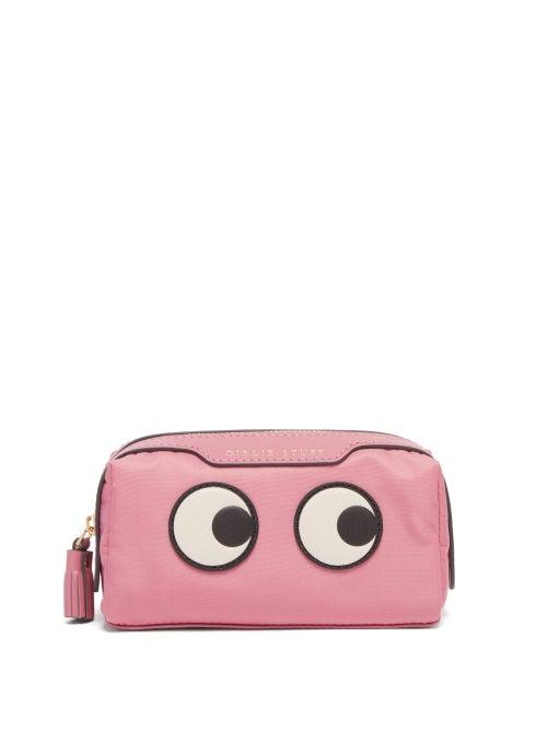 Matchesfashion.com Anya Hindmarch - Girlie Stuff Embroidered Eyes Make Up Bag - Womens - Grey