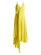 Matchesfashion.com Balenciaga - Round Neck Draped Silk Crepe Dress - Womens - Light Yellow