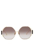 Matchesfashion.com Linda Farrow - Marie Oversized Titanium Sunglasses - Womens - Gold