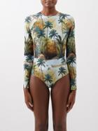 Johanna Ortiz - El Palmar Open-back Paddle Suit - Womens - Green Print