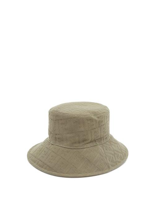 Matchesfashion.com Fendi - Ff-jacquard Cotton Bucket Hat - Mens - Light Brown