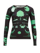 Matchesfashion.com Marine Serre - Long Sleeved Shamanic Print Top - Womens - Black Green