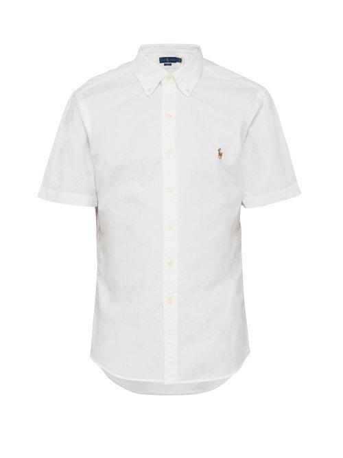 Matchesfashion.com Polo Ralph Lauren - Slim Fit Logo Embroidered Button Down Cotton Shirt - Mens - White