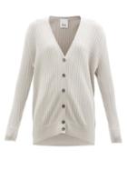 Allude - V-neck Ribbed-cashmere Cardigan - Womens - Light Grey