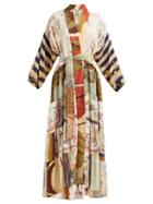 Matchesfashion.com Rianna + Nina - Vintage Patchwork Belted Silk Kimono - Womens - Multi