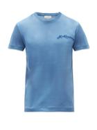 Matchesfashion.com Alexander Mcqueen - Logo-embroidered Cotton-jersey T-shirt - Mens - Blue
