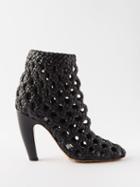 Bottega Veneta - Canalazzo 100 Woven-leather Boots - Womens - Black