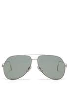 Matchesfashion.com Cartier Eyewear - Premire De Cartier Aviator Metal Sunglasses - Mens - Silver