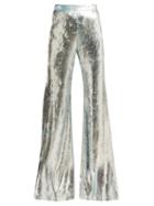 Matchesfashion.com Halpern - Foil Pleated Flared Trousers - Womens - Silver