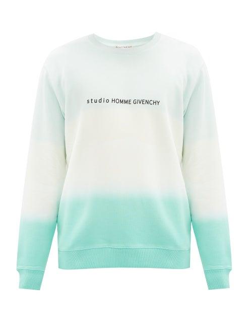 Matchesfashion.com Givenchy - Logo-print Tie-dye Cotton Sweatshirt - Mens - Green