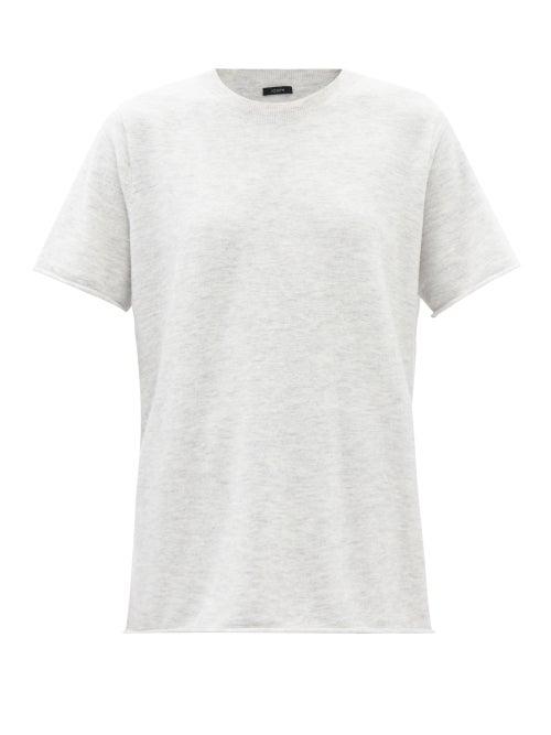 Joseph - Round-neck Wool-blend T-shirt - Womens - Light Grey