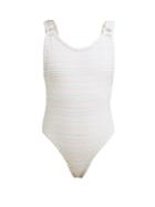 Matchesfashion.com Reina Olga - Leone Striped Swimsuit - Womens - White Multi
