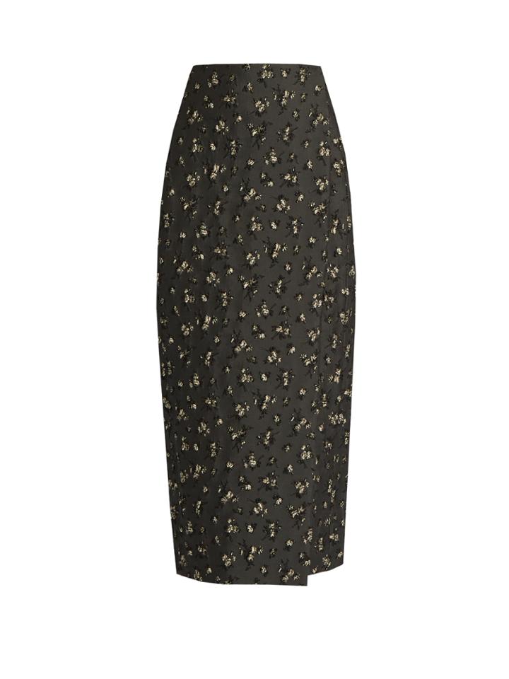 Brock Collection Sage Floral-jacquard Pencil Midi Skirt