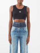 Loewe - Anagram-embroidered Cotton-blend Tank Top - Womens - Black