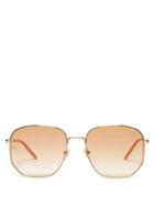 Matchesfashion.com Gucci - Oversized Bee Engraved Metal Sunglasses - Womens - Orange