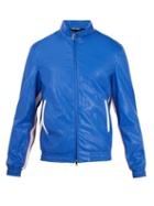 Matchesfashion.com Valentino - High Neck Faux Leather Bomber Jacket - Mens - Blue