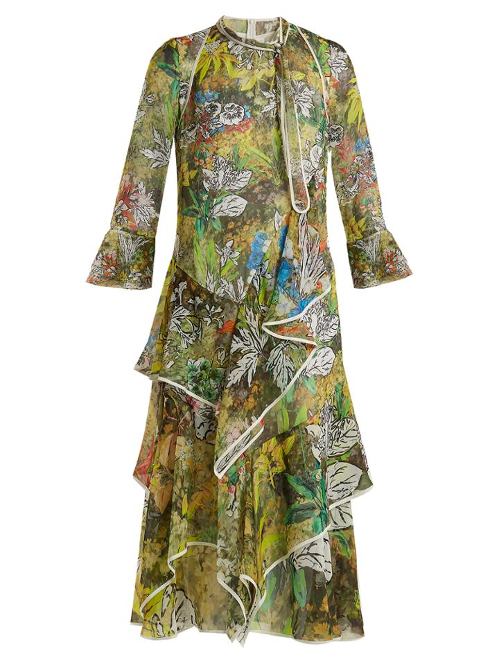 Peter Pilotto Floral-print Ruffled Silk-georgette Midi Dress