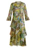 Peter Pilotto Floral-print Ruffled Silk-georgette Midi Dress