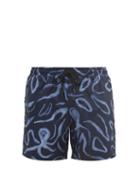 Matchesfashion.com Commas - Octopus-print Swim Shorts - Mens - Navy Multi