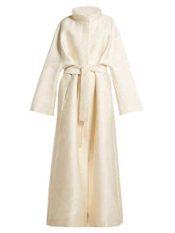 Matchesfashion.com The Row - Sarlie High Neck Silk Coat - Womens - Beige