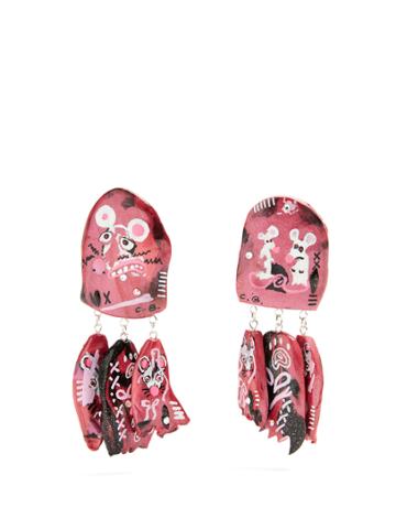 Claire Barrow Mouse Face Triple-drop Clip-on Earrings