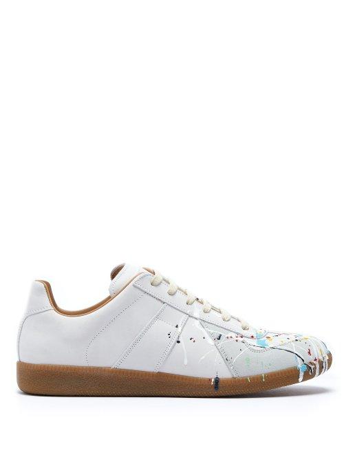 Matchesfashion.com Maison Margiela - Replica Paint Drop Low Top Trainers - Mens - White Multi