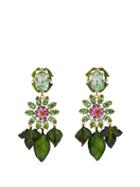 Matchesfashion.com Dolce & Gabbana - Floral Crystal Embellished Drop Earrings - Womens - Green