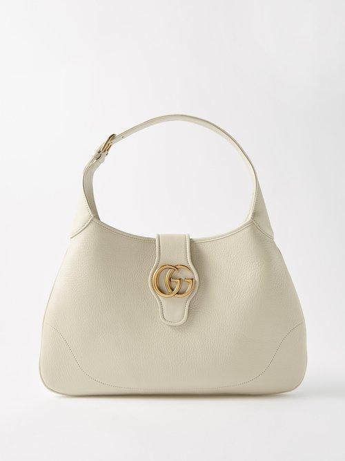 Gucci - Aphrodite Medium Gg-plaque Leather Shoulder Bag - Womens - White