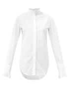 Matchesfashion.com Paco Rabanne - Broderie-anglaise Collar Cotton-poplin Shirt - Womens - White