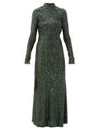 Matchesfashion.com Galvan - Modern Love Backless Sequinned Dress - Womens - Green