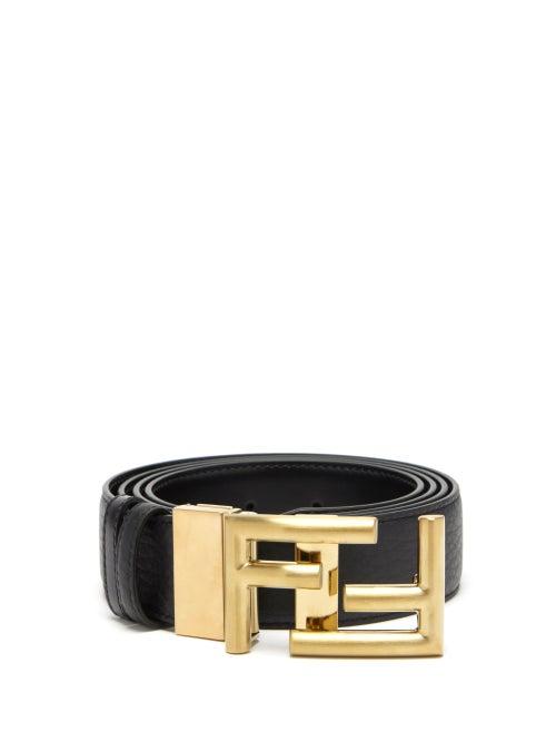 Mens Accessories Fendi - Ff Grained-leather Belt - Mens - Black