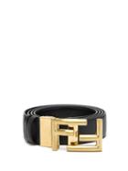 Mens Accessories Fendi - Ff Grained-leather Belt - Mens - Black