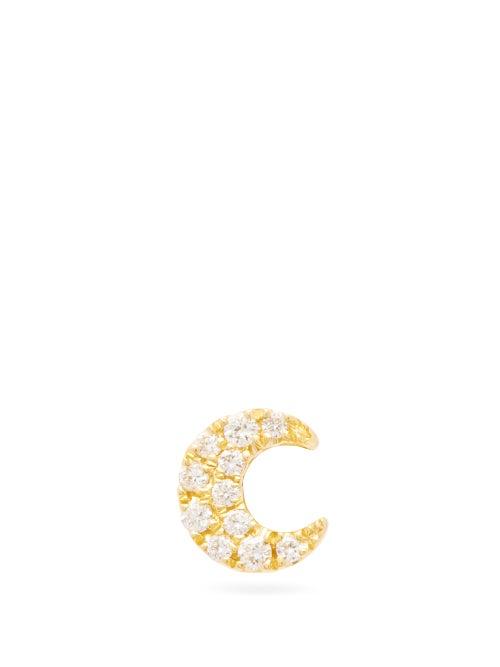 Matchesfashion.com Maria Tash - Moon Diamond & 18kt Gold Single Earring - Womens - Yellow Gold