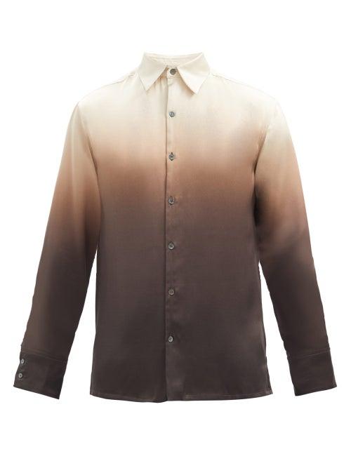 Matchesfashion.com 73 London - Ombr Silk-satin Shirt - Mens - Brown