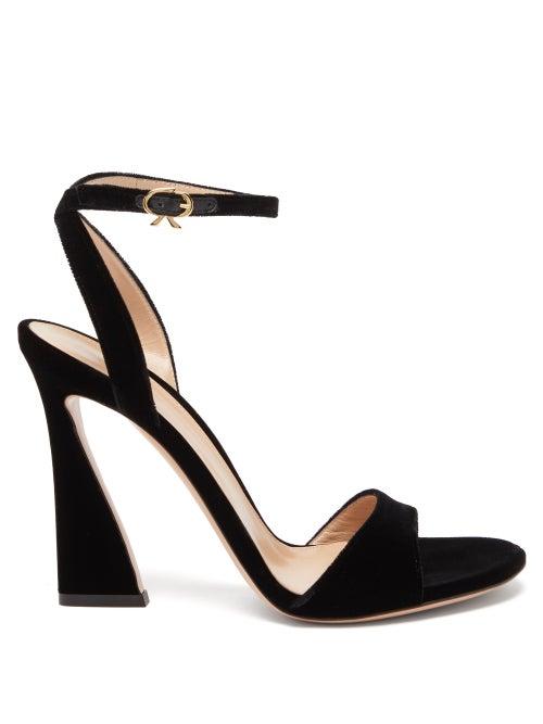 Gianvito Rossi - Aura 105 Velvet Sandals - Womens - Black