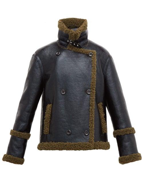 Matchesfashion.com Stand Studio - Lilli Faux Patent Leather Aviator Jacket - Womens - Black Green