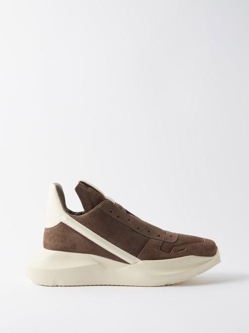 Rick Owens - Geth Runner Suede Trainers - Mens - Brown Beige White